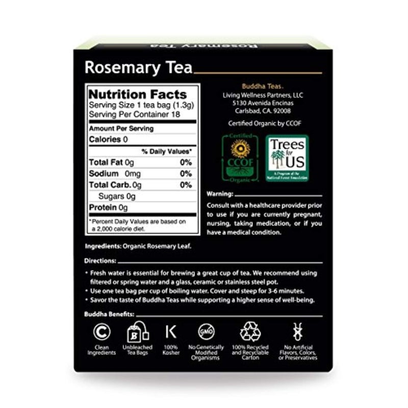 Buddha Teas - Organic Rosemary Tea - Herbal Tea - Stimulating & System Regulating - With Antioxidants & Minerals - Clean Ingredients - Caffeine Free - OU Kosher - 18 Tea Bags (Pack of 1) - Image 2